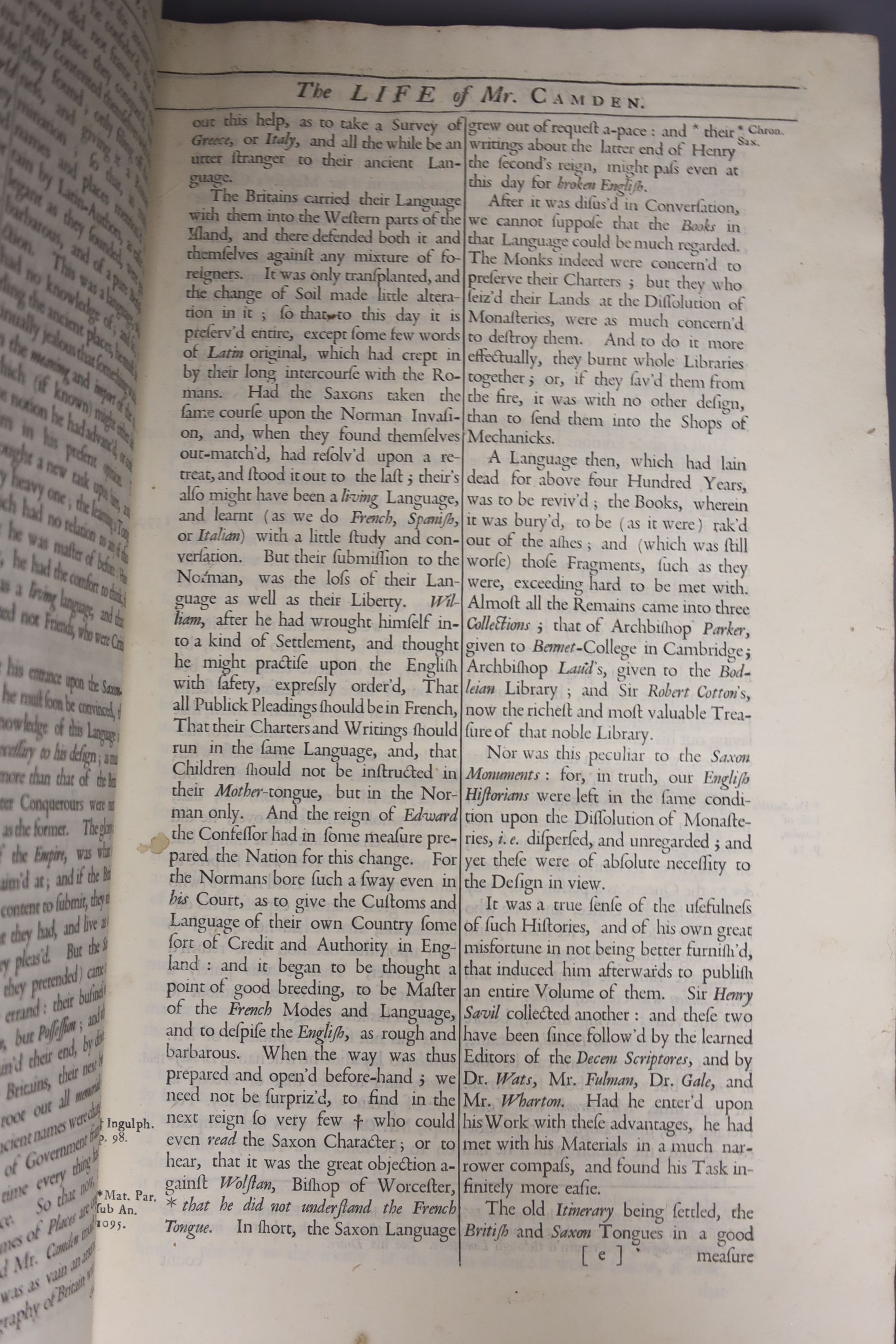 Britannia: Or A Chorographical Description Of Great Britain And Ireland, Together with the Adjacent Islands. Written in Latin By William Camden, Clarenceux, King at Arms: And Translated into English, with Additions and I